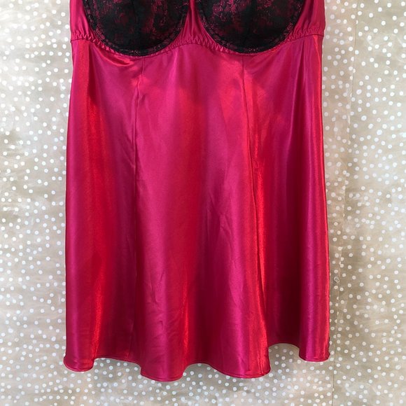 Cacique Lane Bryant Pink Satin Chemise Lingerie Lace Sexy Underwire Size 18/20 - Picture 4 of 9